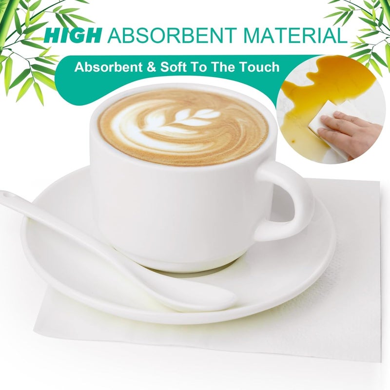 JINVOGREEN 500 Count Cocktail Napkins Disposable 2-Ply White Beverage Paper Napkins Bulk for Bars, Lunch, Parties, Restaurant and Everyday Use - 5.3 x 5.3 Inch Folded - Image 3